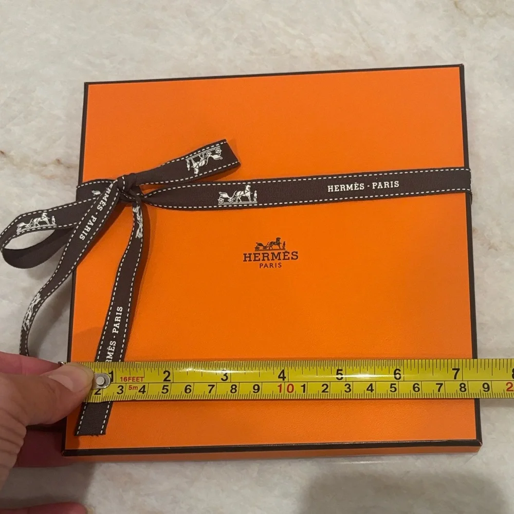 Authentic Hermès Scarf Box + Small Shopping Bag & Ribbon – Luxury Duo Set
